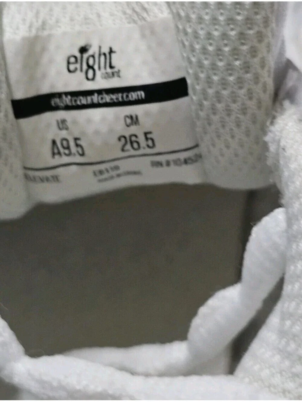 Eight Count Elevate E8119 White Cheer Shoes Women's Size 9.5 US NWOB Refkective